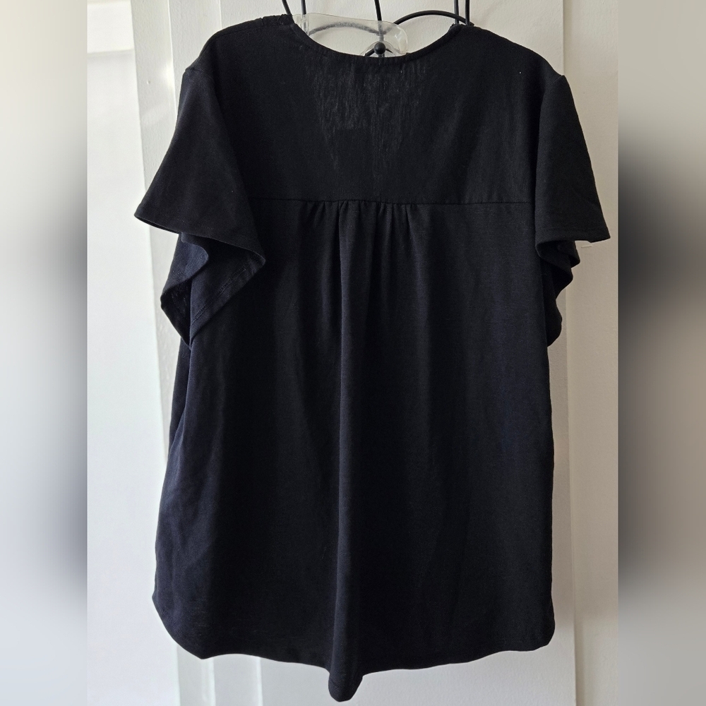 Notations Black Boxy Embellished Blouse Nwt - Picture 4 of 4